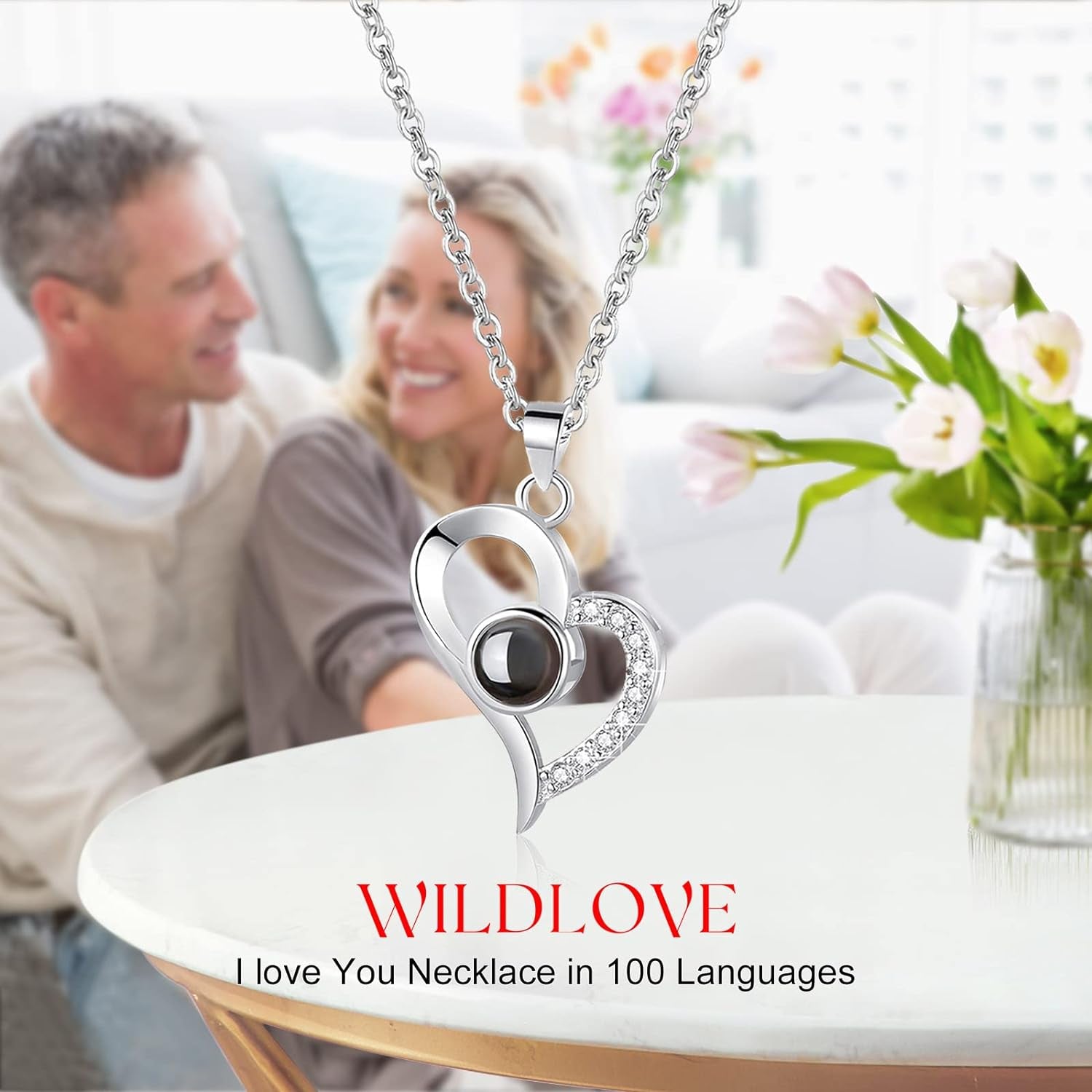 Preserved Real Rose with I Love You Necklace | Valentine's Day Gift Ideas for Her